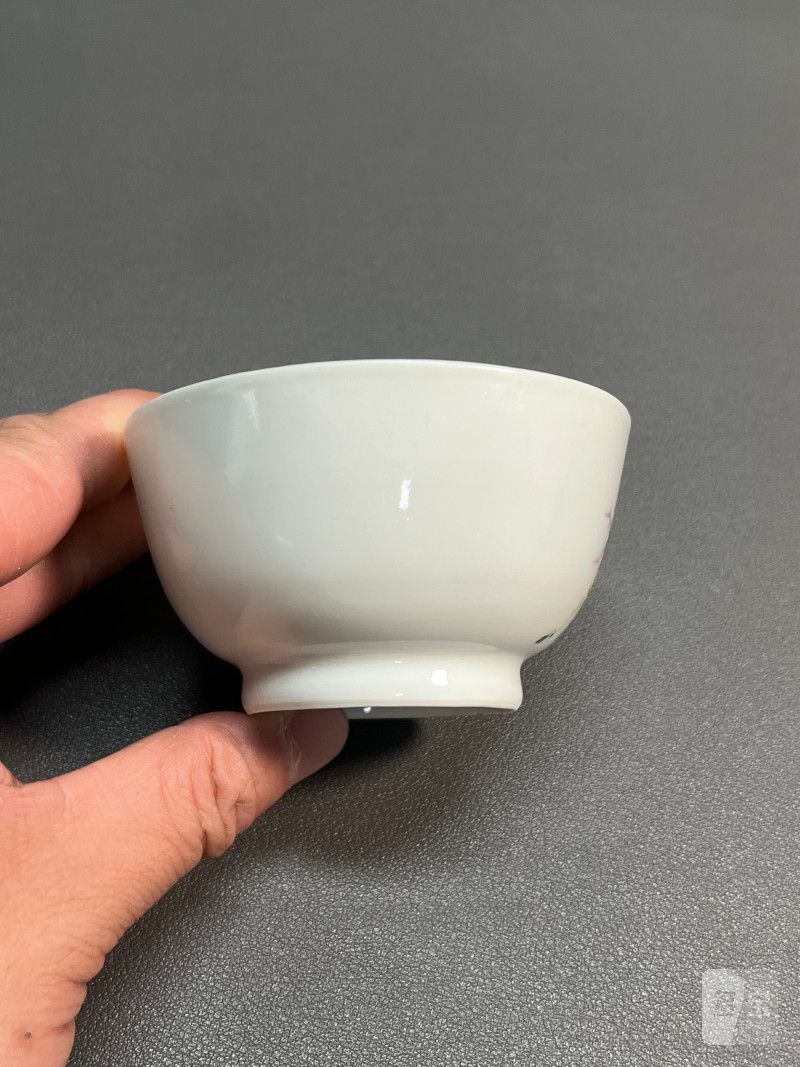清雍正  粉彩鹤鹿同春杯 - 图7